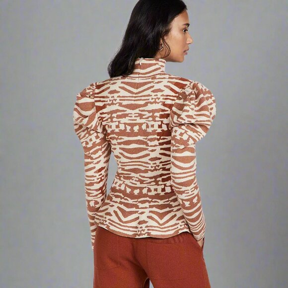 Ulla Johnson cinnamon Valentina Intarsia wool sweater, size S - Picture 2 of 6